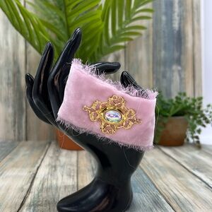 ⭐️Adorned Crown Jewelry assemblage velvet aurora borealis crystal ball bracelet